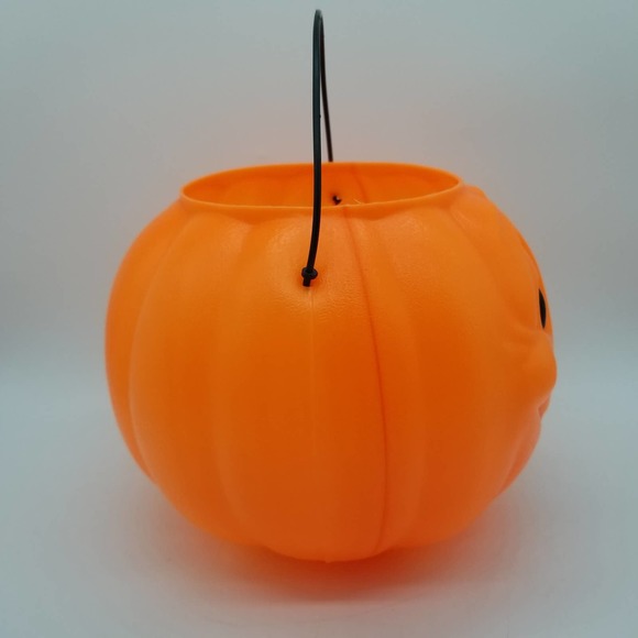 Vintage Halloween Jack o Lantern Pumpkin General Form Plastics Wrinkled Face 80s - Picture 5 of 8